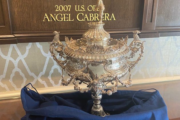 Original Havemeyer Trophy from the US Open stored in a custom Town Talk Storage Bag